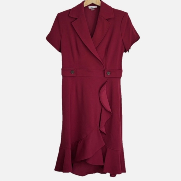 Calvin Klein Ruffles Collard Sheath Dress Size: 4 - Picture 1 of 8